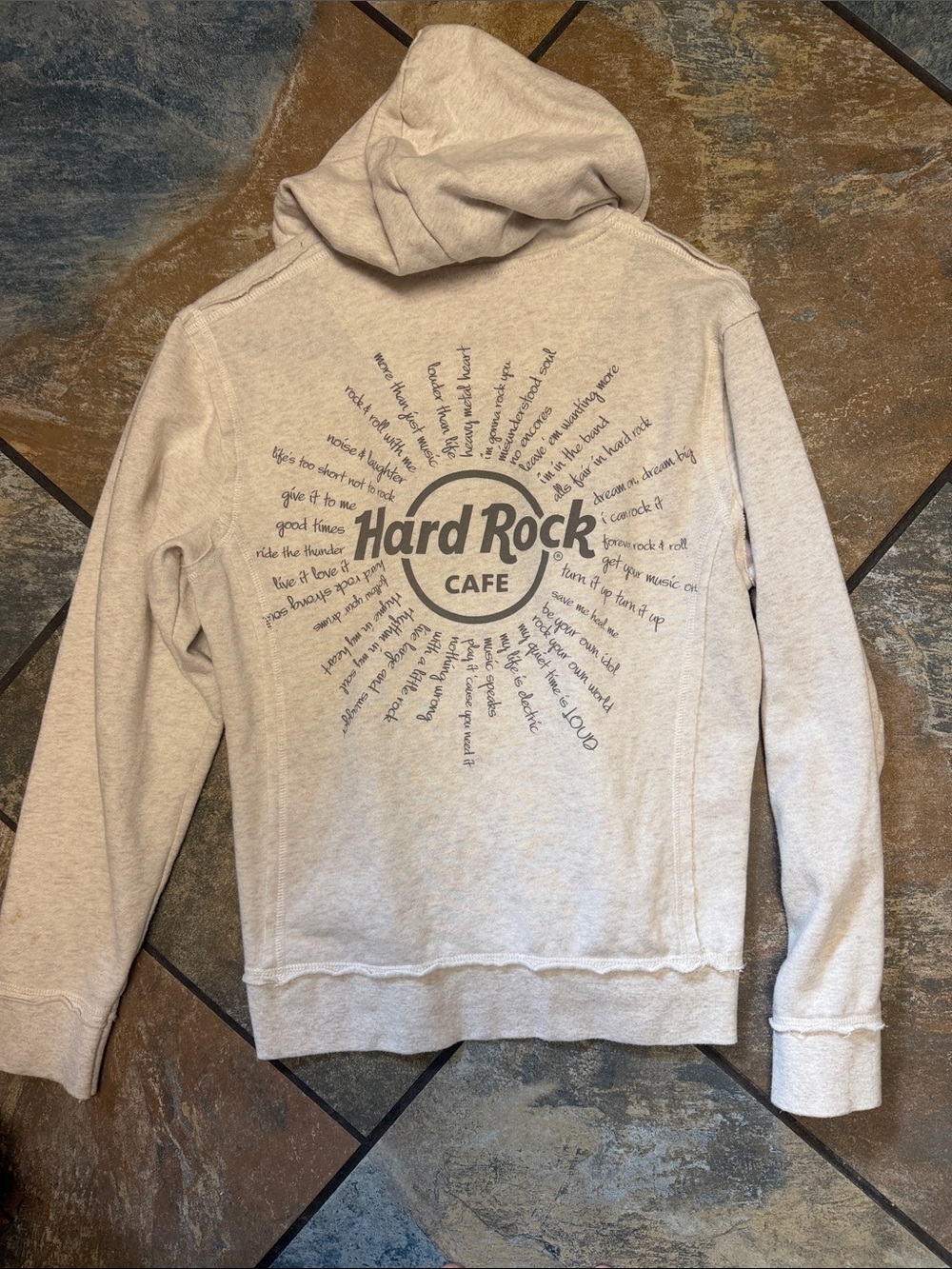 Hard Rock Cafe Light Heather Gray Zip-Up Hoodie with Back Logo